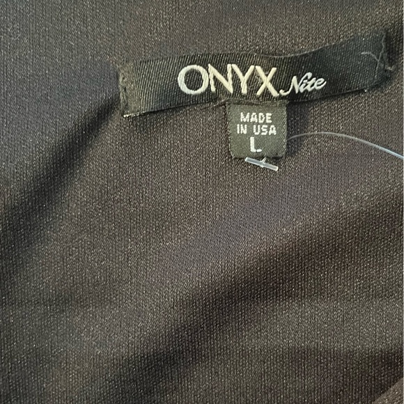 Onyx Nite Womens Black Sequined Back Zip Evening Party Wear Blouse Size L NWT - Picture 10 of 14